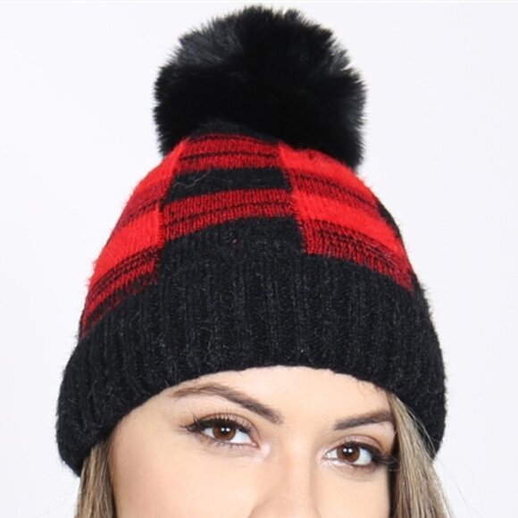 RED LUMBERJACK BEANIE - Picture 1 of 5